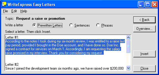 Letters for each topic
